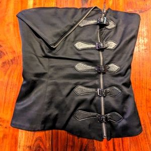 Strapless, corset style black top
